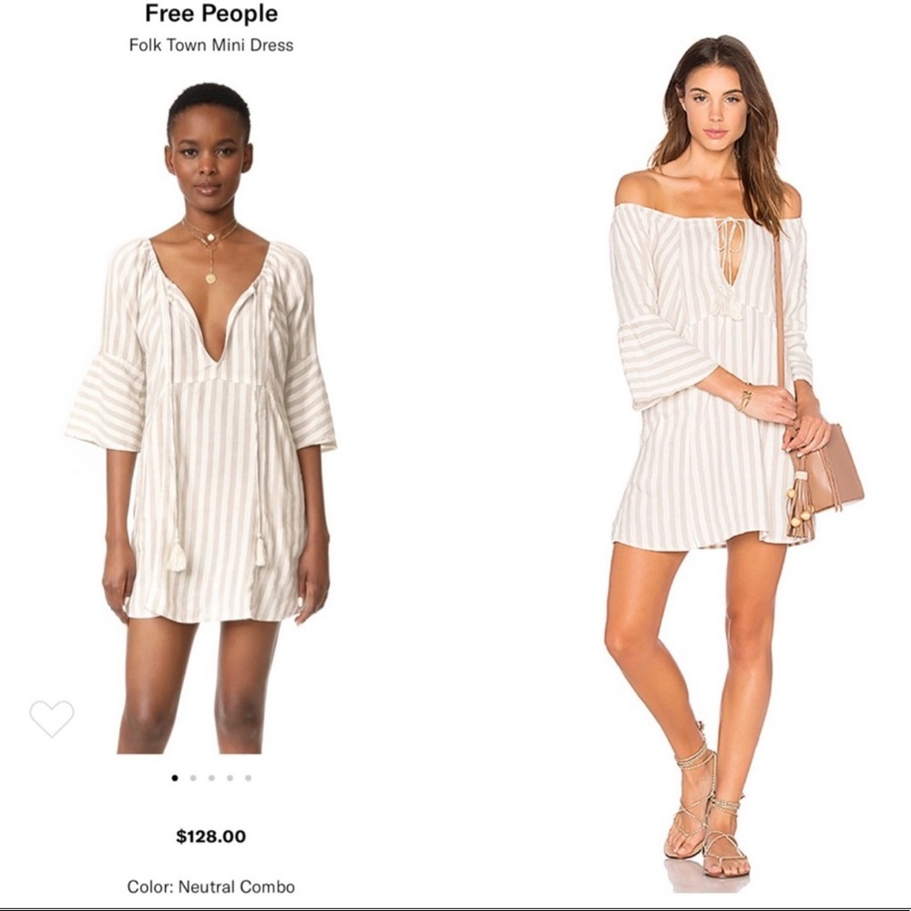 Free People Folk Town Striped Boho Linen Blend Mini Dress